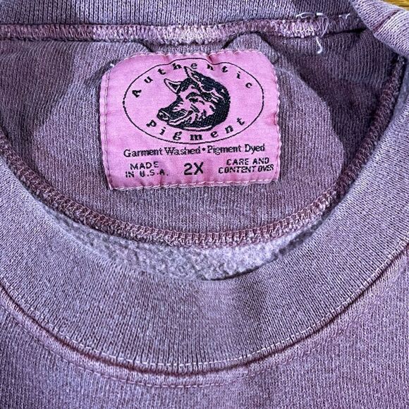 Authentic Pigment Easy Rider Men’s Sweatshirt 2XL Light Burgundy - Picture 5 of 9